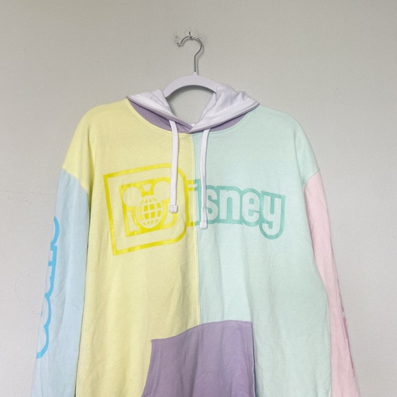 Walt Disney World Pastel Logo Colorblock Hoodie Sweatshirt Unisex Sz Medium - Picture 4 of 13